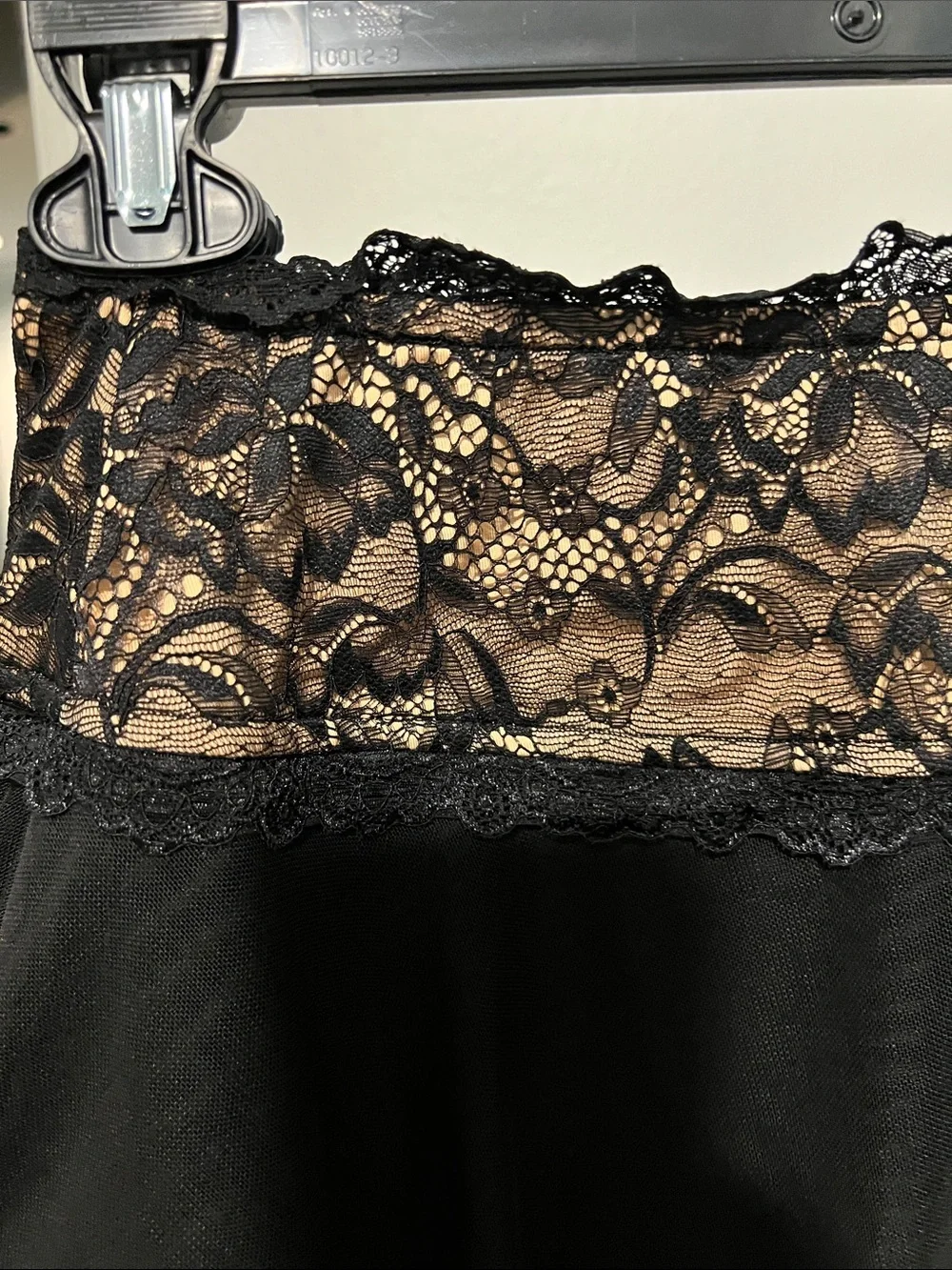 Edikted Black Mini Skirt with Nude Lace Waistband - Picture 4 of 6